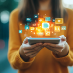 Illustration moderne présentant les grandes tendances du marketing digital — intelligence artificielle, vidéo courte, SEO, réseaux sociaux, data marketing et expérience utilisateur.